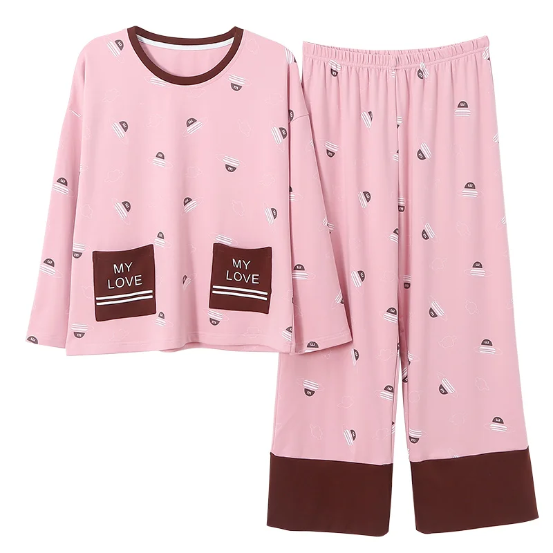 Women Autumn Pajamas Set Soft Comfortable Printing Home Suit Women