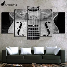 HD Printed 5 Piece Canvas Art Classical Guitar Painting Music Instrument Wall Pictures for Living Room Free Shipping CU-2424C