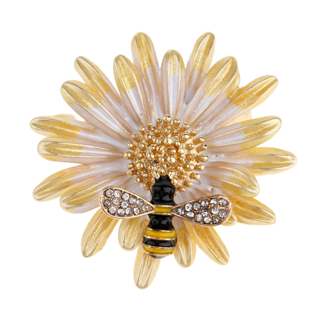 Fashion Flower Honey Bee Brooch for Accessory Wedding Valentines flower bud