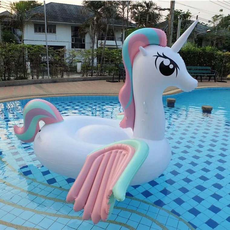 

ater Rainbow Pegasus Mount Inflatable Swimming Circle Cartoon Animal Mount Color Wing Unicorn Floating Row Floating Pad