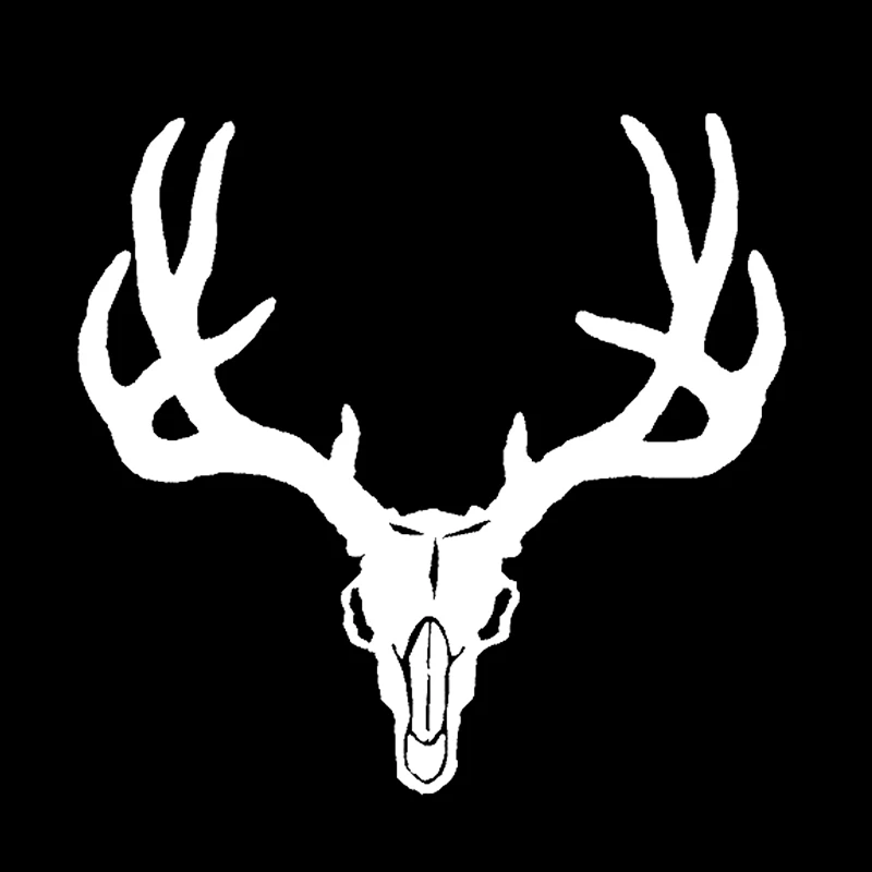 EARLFAMILY 14cm x 14cm White Vinyl Decal Mule Deer Skull Hunt Antlers Bones Hunting Sticker Country Car Styling Black/Silver