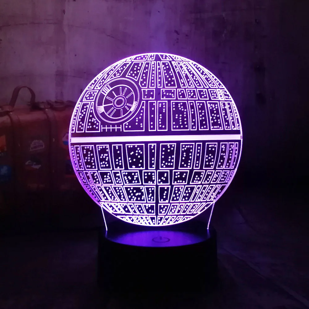 Звездные войны Звезда смерти 3D RGB светодиодный Ночной светильник 7 цветов Изменение сна настольная лампа