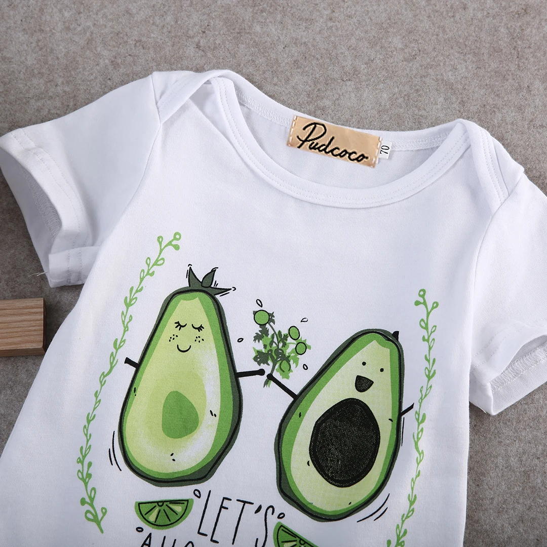 Hot Cute 0-24M Newborn Baby Clothes with Avocado Girls Boys Body Baby Romper Cotton Cartoon Jumpsuit Playsuit Summer Outfits