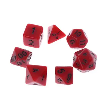 

7 Pcs Acrylic Red Dice Black Points D4 D6 D8 D10 D12 D20 KTV Bar Nightclub Entertainment Dices