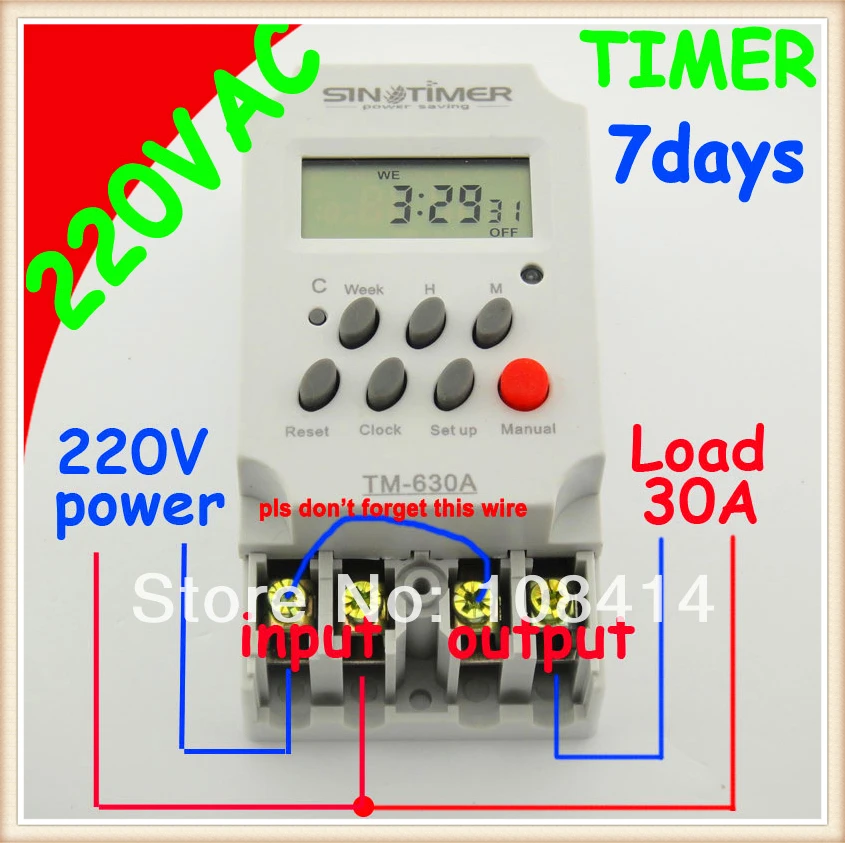 30amp 220V MINI TIMER SWITCH 7 days programmable timer relay FREE SHIPPING |