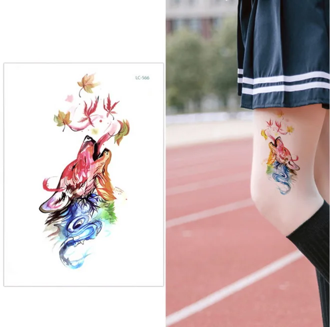 Большая тату Цветок на руку временная татуировка стикер Воробей/сорока поддельные татуировки рукава флеш-тату водонепроницаемый боди-арт женщины сексуальные девушки - Цвет: LC566