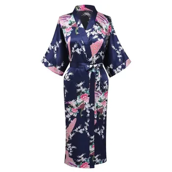 

White Female Faux Silk Robe Bathrobe Chinese Style Women's Sleepwear Kimono Bath Gown Size S M L XL XXL XXXL Mujer Pijama S003A
