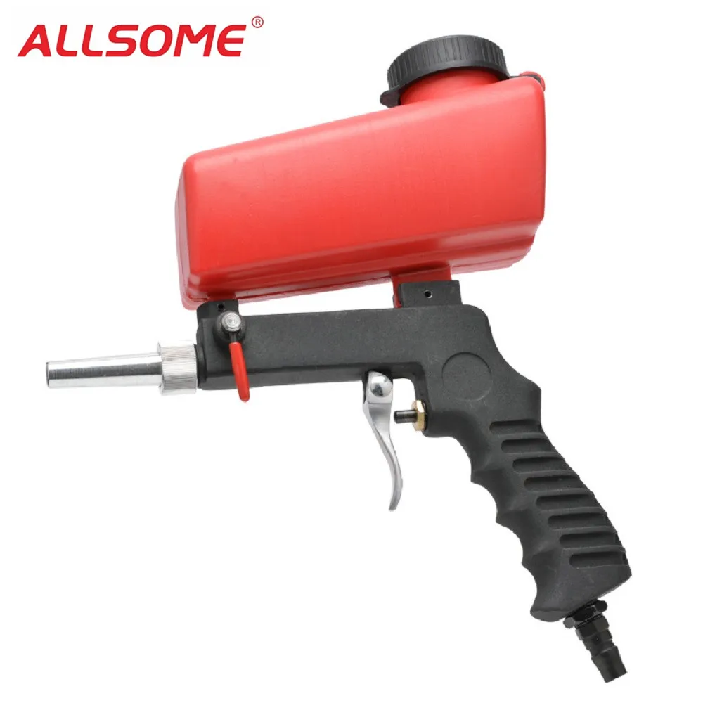 

ALLSOME Gravity Feed Portable Pneumatic Abrasive Sand Blaster Gun with Spare Blaster Tip Hand Held Sandblasting Spray Gun HT2037
