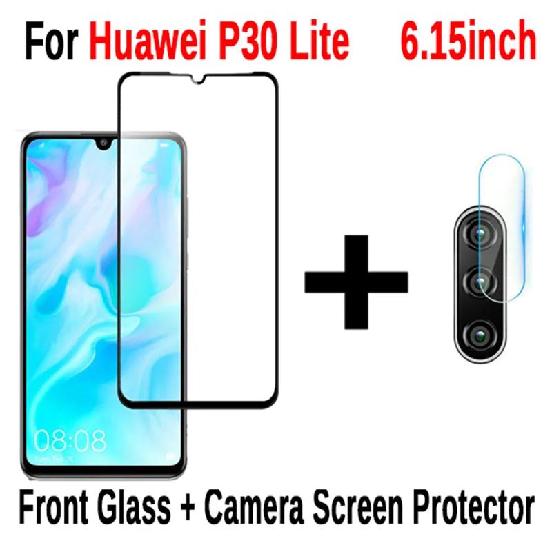 2 в 1 закаленное стекло для huawei P30 P30 lite P20 pro стекло Psmart Защитная пленка для объектива Стекло для huawei P20 P30 lite - Цвет: 2 in 1 for P30 Lite