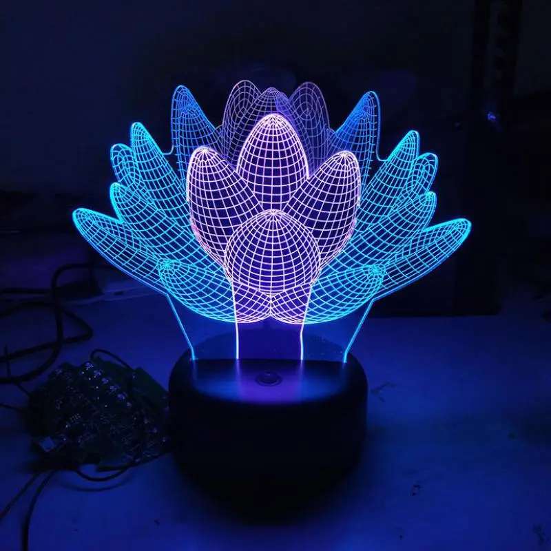 

Rape Flower 3d Visual Night Light Creative Seven Color Touch Charging 3d Light Fixtures Valentine's Day gift Kids Lamp