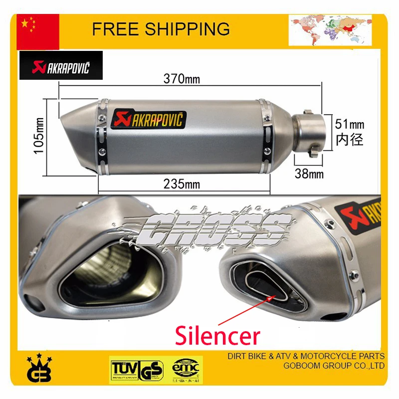 Modifiedl font b motorcycle b font exhaust pipe motorbike muffler 51mm size CBR YZF YBR TTR