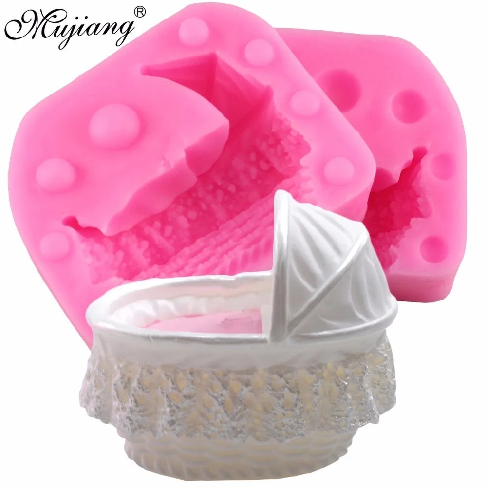 

Mujiang 3D Baby Stroller Candle Fimo Clay Silicone Soap Molds Birthday Fondant Cake Decorating Tools Chocolate Cake Baking Mould