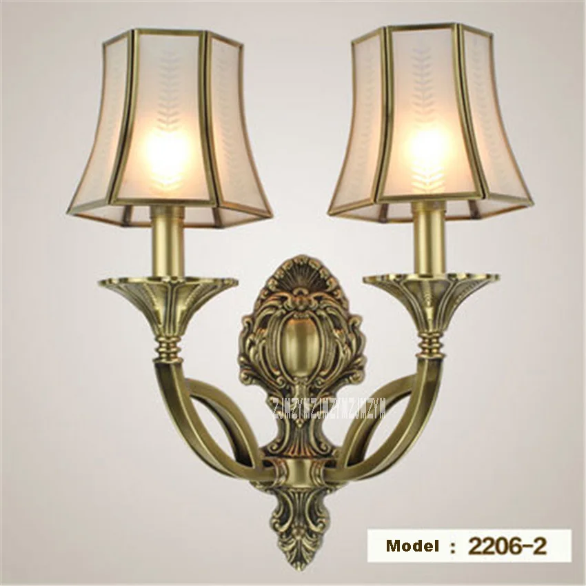 

New 2206-2 European Style Copper Wall Lamp Aisle Lights Living Room Bedroom Balcony Corridor Outdoor Wall Lamp 110/220V 3-5m2