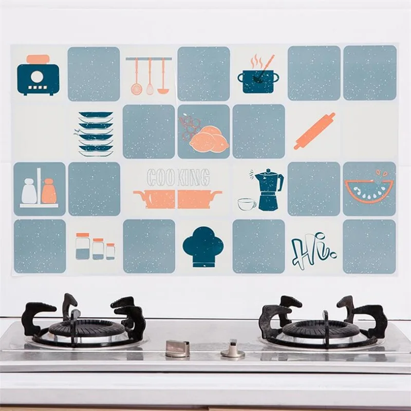 

45x75cm Kitchen Oil-proof Waterproof Stickers Aluminum Foil Kitchen Stove Cabinet Self Adhesive Wall Sticker DIY Wallpaper