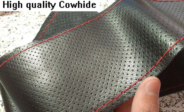 All Size 36-40cm Car Styling Genuine Leather Auto Car Steering Wheel Cover Cap Anti-slip Car Decoration With Needles and Thread 4