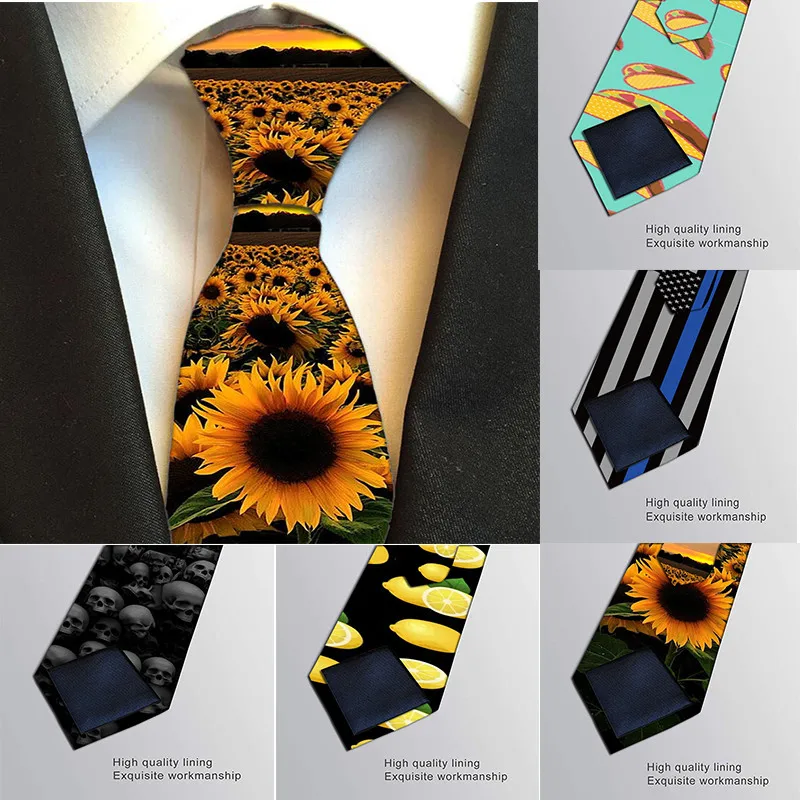 

New Design Hot 3D Printed Men's Tie Fashion Men 8cm Width Ties Cute Funny Kawaii Neckties Casual Get Together Accessories H-LD17