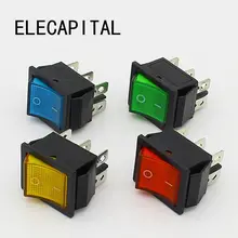 1pcs brass spare parts illuminuted 6 pins rocker switch with lamp