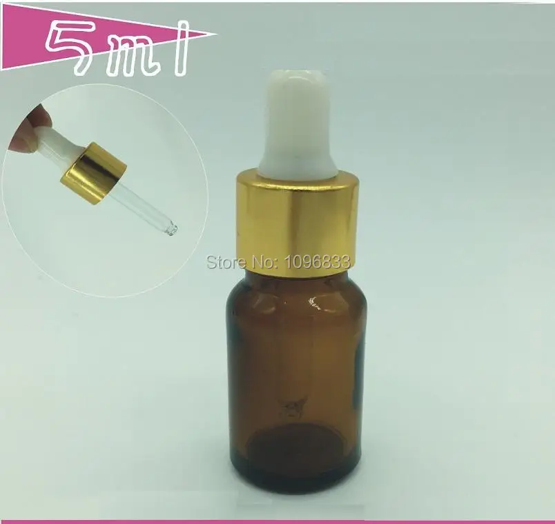 5ML Pipet Dropper Bottle Amber Glass Vials Brown Essential Oil Packing 50pcs/Lot | Красота и здоровье