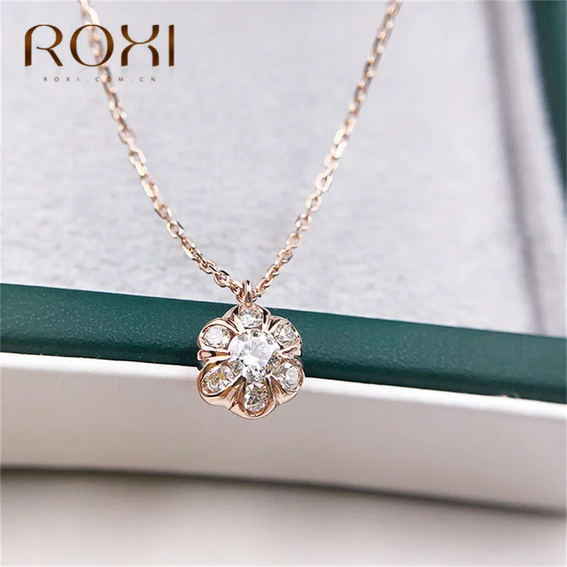 

ROXI 2019 Summer Women Necklace Jewelry Trendy Charms Crystal Snowflake Necklace Long Chain Flower Necklaces&Pendants Girls Gift