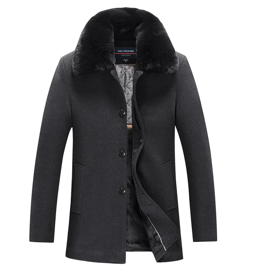 Мужское плотное шерстяное пальто, мужская куртка, Мужская куртка с воротником из искусственного меха, мужская зимняя куртка и пальто, теплое пальто holyrising#18161