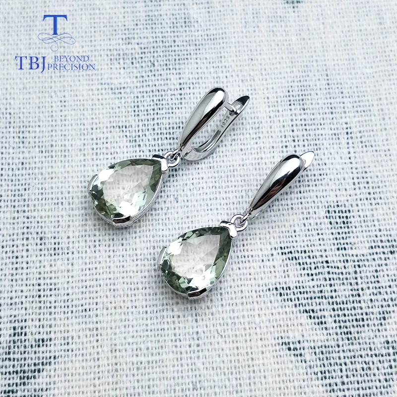 Tanie Duże kolczyki wiszące z naturalna zieleń ametyst kamień 925 sterling silver fine jewelry dla kobiet czarny piątek i prezent na boże narodzenie