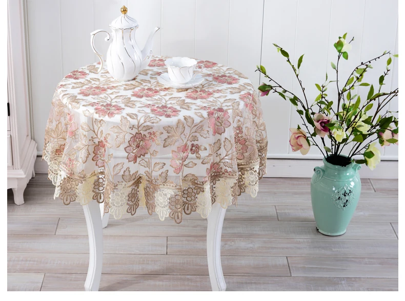Новинка, вышитый стол в европейском стиле с цветочным рисунком, скатерть с кружевом, однотонная скатерть для стола, льняная ткань, покрытие для полотенец