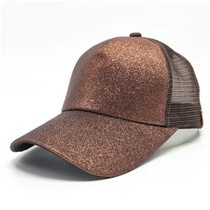 Новая женская летняя шапка с хвостиком для девочек модная блестки открытая шляпа летний капюшон Красивая остроконечная Кепка ACB25 - Цвет: Коричневый