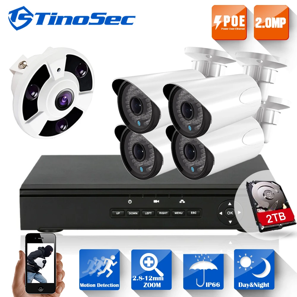  8CH 5PCS 2.0MP POE Kit HD Onvif 1080P 5MP 48V Real PoE NVR Recorder varifocal 3.0MP PoE IP Cameras P2P Cloud Service CCTV System 