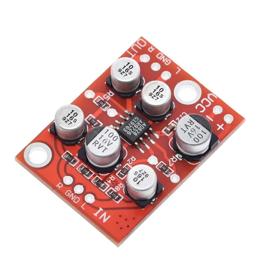 Шэньян 1 шт. DC 5V 15V 12V AD828 Стерео предусилитель Мощность усилитель плата усилителя