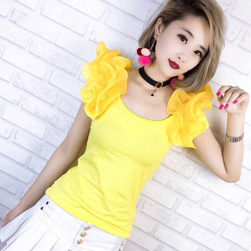 

t-shirt women Summer Tops For Women 2019 T Shirt Women Ruffles Korean Clothes Tee Shirt Femme Woman Tshirt Camisetas Mujer