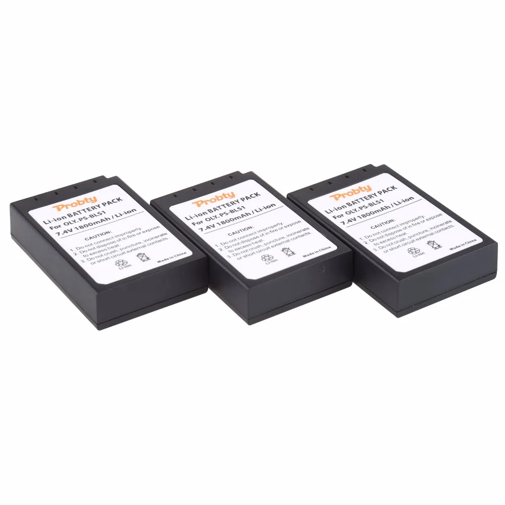 3Pcs Probty Ps-Bls1 Ps Bls1 Batteria Ricaricabile Per Olympus Pen E-Pl1 E-Pm1 Ep3 Epl3 Evolt E-420 E-620 E-450 E-400 E-410 Macchina Fotografica