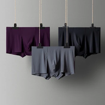 

3Pcs/lot New Boxer Mens Underwear Men Underpants Male Pure Men Panties Shorts Ice Silk Underwear Shorts Cotton Solid Cuecas C159