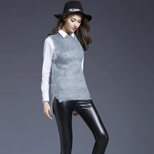 Красивая новая мода зима осень женская верхняя одежда жилет без рукавов Круглый вырез Джемпер Пуловер вязаный однотонный милый свитер