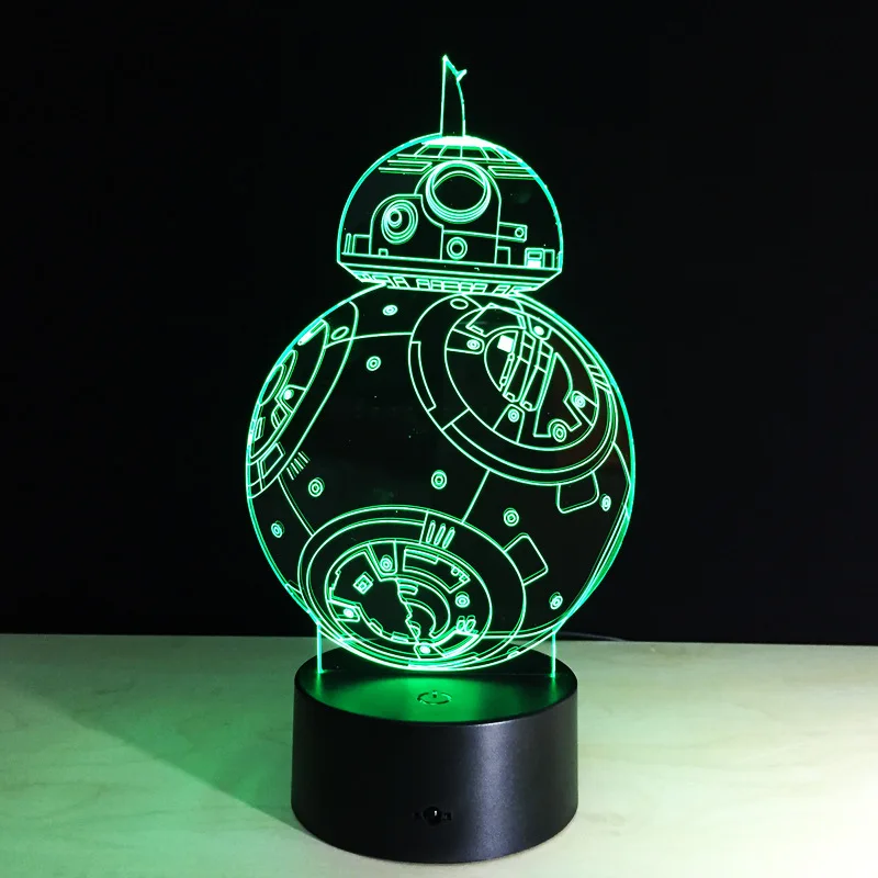 Star Wars BB8 Sphero Droid 3D Light toy BB-8 Robot Star Wars Action Figure Toy Lamp 7 Colors Changing toys Xmas gift