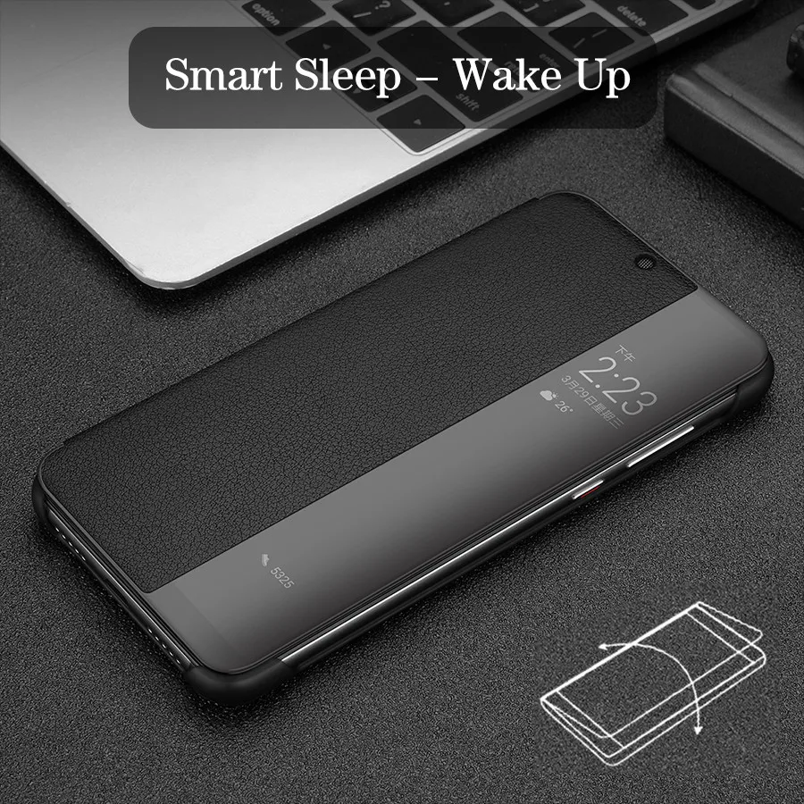Флип чехол Smart View для Huawei P20 Pro оригинальный роскошный из натуральной кожи