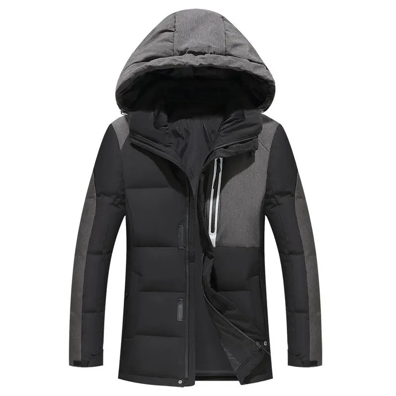 Men Winter Thick Duck Down Jacket Men Hooded Down Waterproof snow Coat Warm Quality Male Casual Winter Outerwer Down Parkas - Цвет: Black