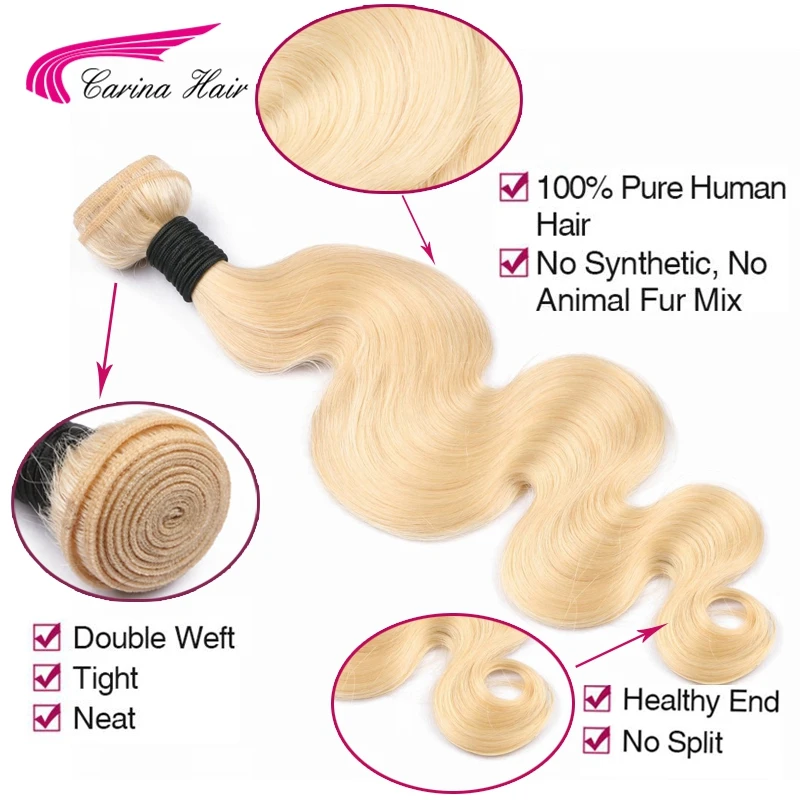 Platinum 613 Blonde Hair Wave Bundles with 13x4 Ear to Ear Lace Frontal Closure Brazilian Carina Remy Human Hair Extension Blond Platinum 613 Blonde Hair Wave Bundles with 13x4 Ear to Ear Lace Frontal Closure Brazilian Carina Remy Human Hair Extension Blond
