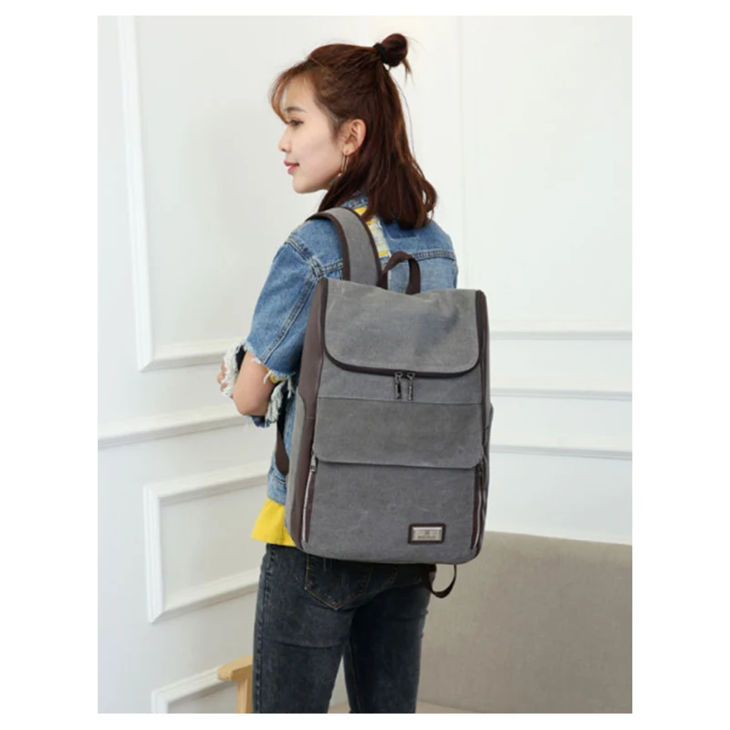 

Large Capacity Backpack For Man Pure Canvas Travel Bags Leisure Style Men's Bag Khaki/grey/gray/black