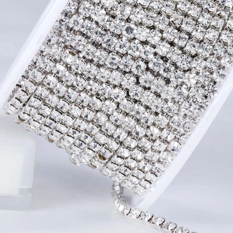 

QIAO New Deals Crystal Rhinestone DIY Beauty SS12 10yards/roll 3mm fashion accessories clear close rhinestone cup chain