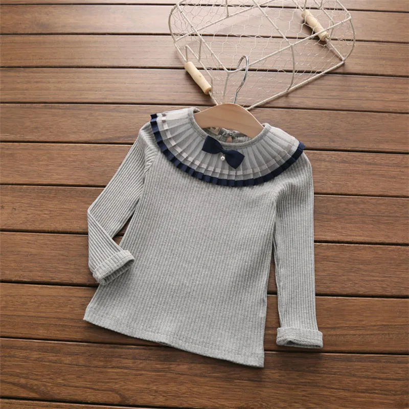 

MERI AMMI Baby Girl Autumn Clothing Winter Tee Long Sleeve T-shirt Bowknot Tops For 2-7 Year GirlJ686
