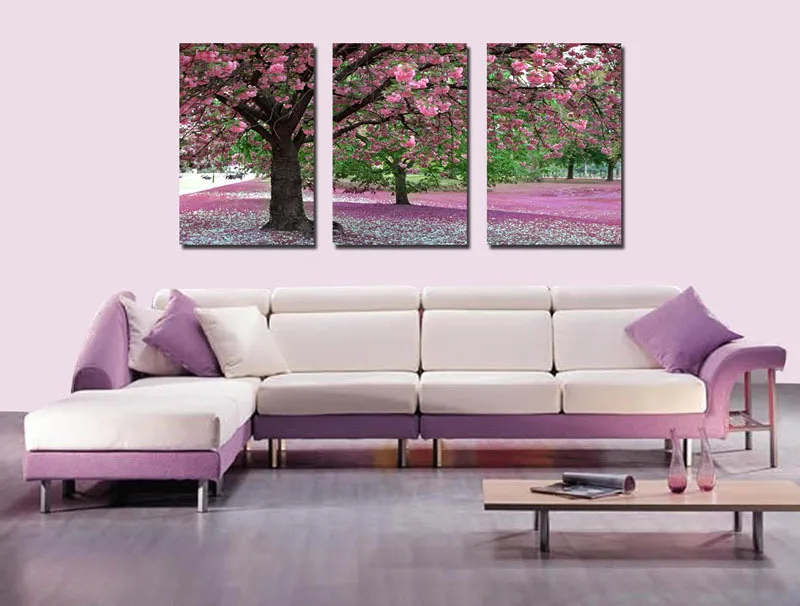 hot Free shipping 3 Piece Hot Sell Wall Painting of Flower Tree Home Decorative Art Picture Paint on Canvas Print 60*40cm 5-JD0 | Дом и сад