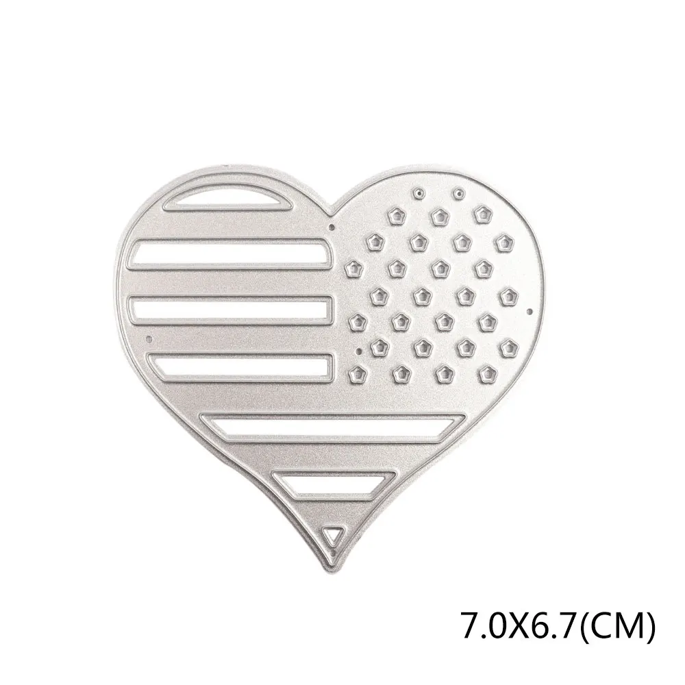  IBOWS 1Pc Heart Metal Cutting Die Heart National Flag Cut Dies Embossing Invitation Card Making Dec - 33005614625