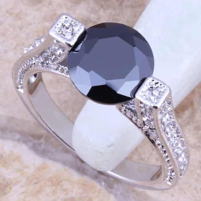 Majestic Black Cubic Zirconia White CZ Silver Stamped 925 Women's