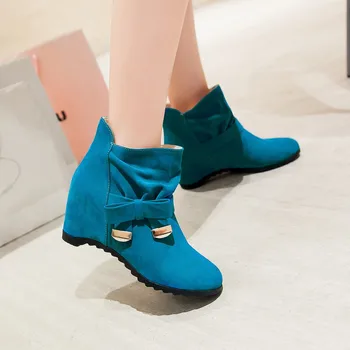 

Big size 34-43 New Round Toe Buckle Boots for Women Sexy Ankle Boots heels Fashion warm Winter Spring Autumn Casual Shoes x-4