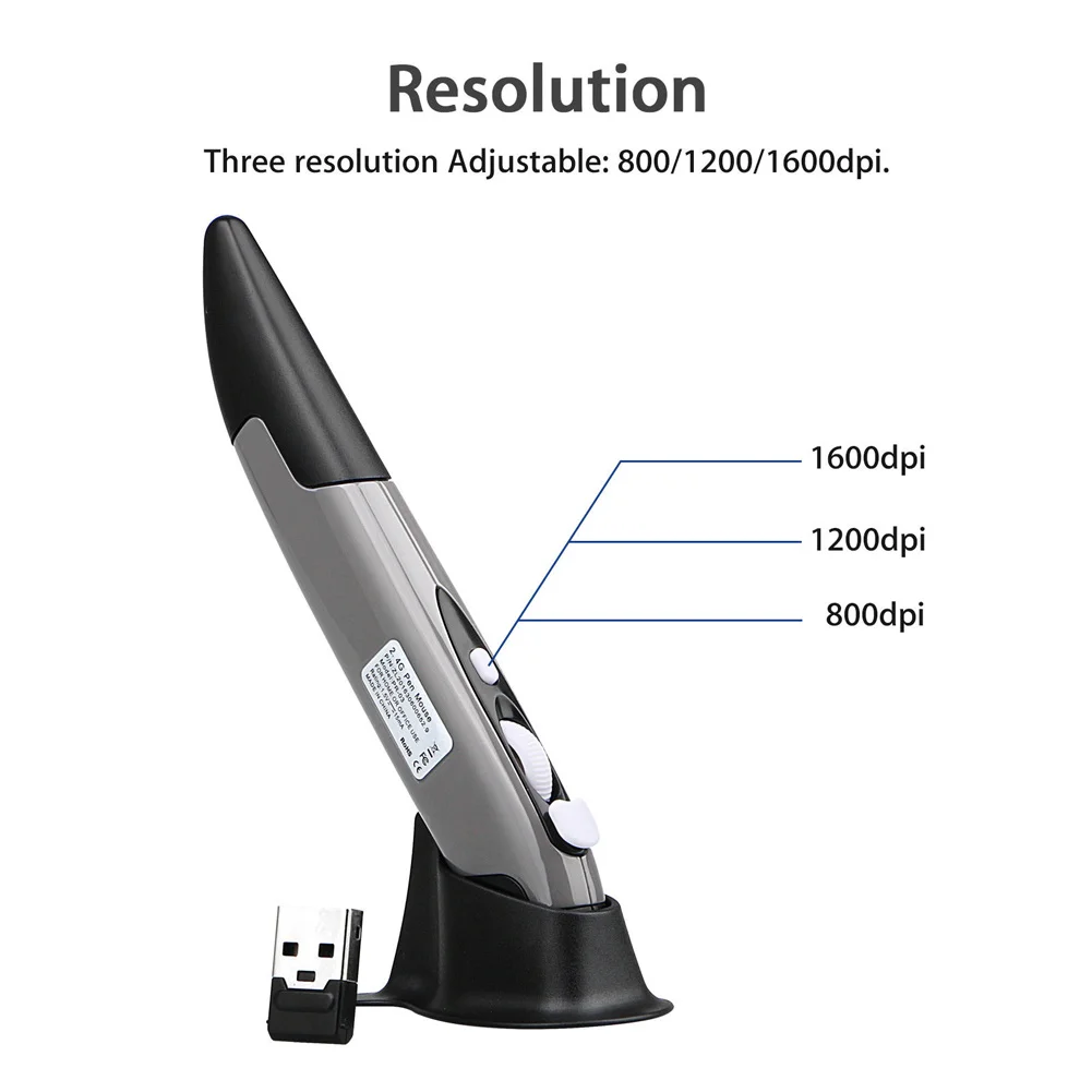 

2.4G Wireless Pointing Mouse Optical USB Pocket Drawing Write Pen Mini PC Mice SD998