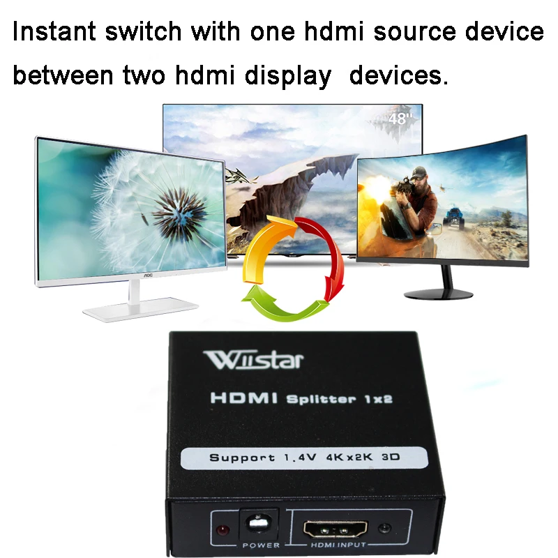 Разветвитель Wiistar HDMI 1 вход 2 Выход Переключатель 1x 2/1x4 для XBOX 360 PS4 Smart Android HDTV 4K 3D