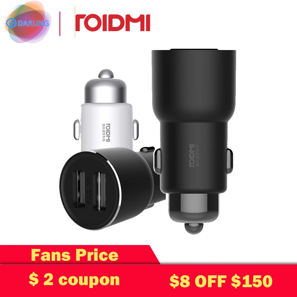 

New Roidmi 3S Bluetooth Car Charger Sharpnel Type Fit for All Car Brands Music Play FM Transmitter for Android & iOS