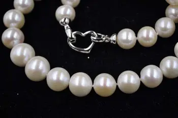

GORGEOUS big 11-14mm round white genuine natural pearl necklace Free P&P