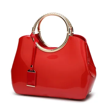 

Favocent Fashion Woman Handbag Patent Leather Glossy Female Bag Luxury Bags Large Capacity Top-Handle Totes Solid Color