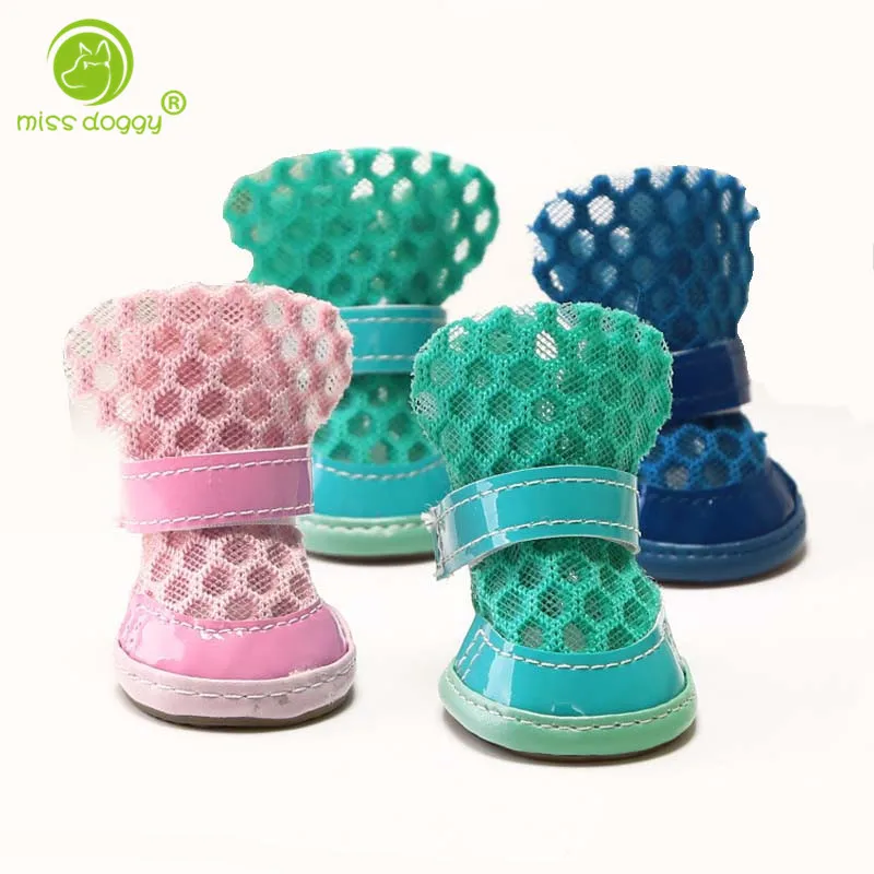 Classic Simple Solid Color Pet Dog Shoes Spring Summer Breathable Cool Hole Boots for Small Dogs
